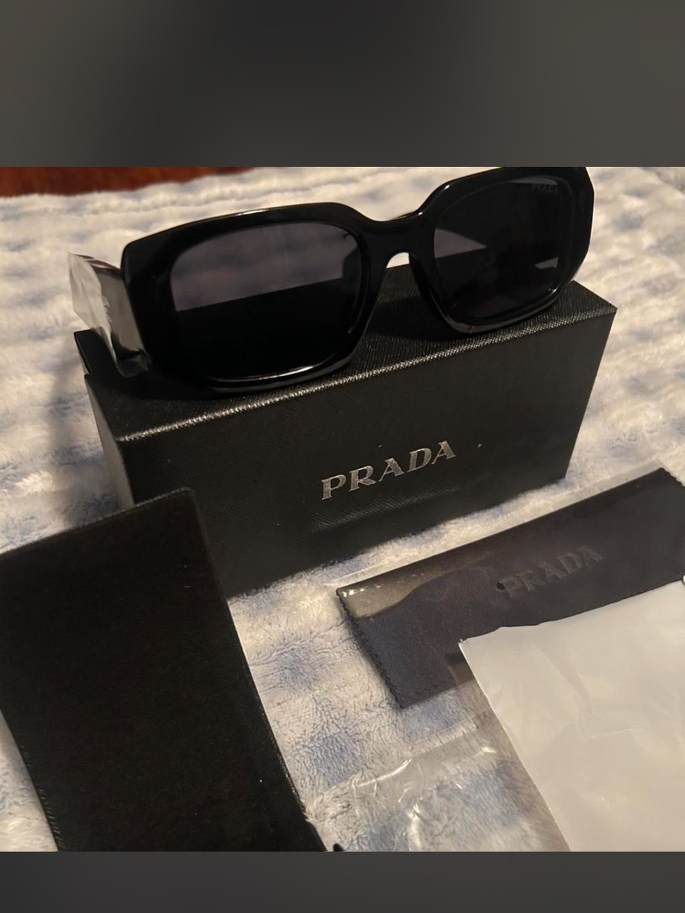 Prada Black Rectangular Women's Sunglasses